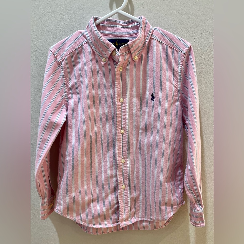 Polo by Ralph Lauren Striped Cotton Oxford Shirt Boys Size 6 120